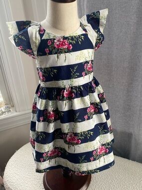 Gap | Sarah Jessica Parker Floral Stripe Cap-Sleeve Dress